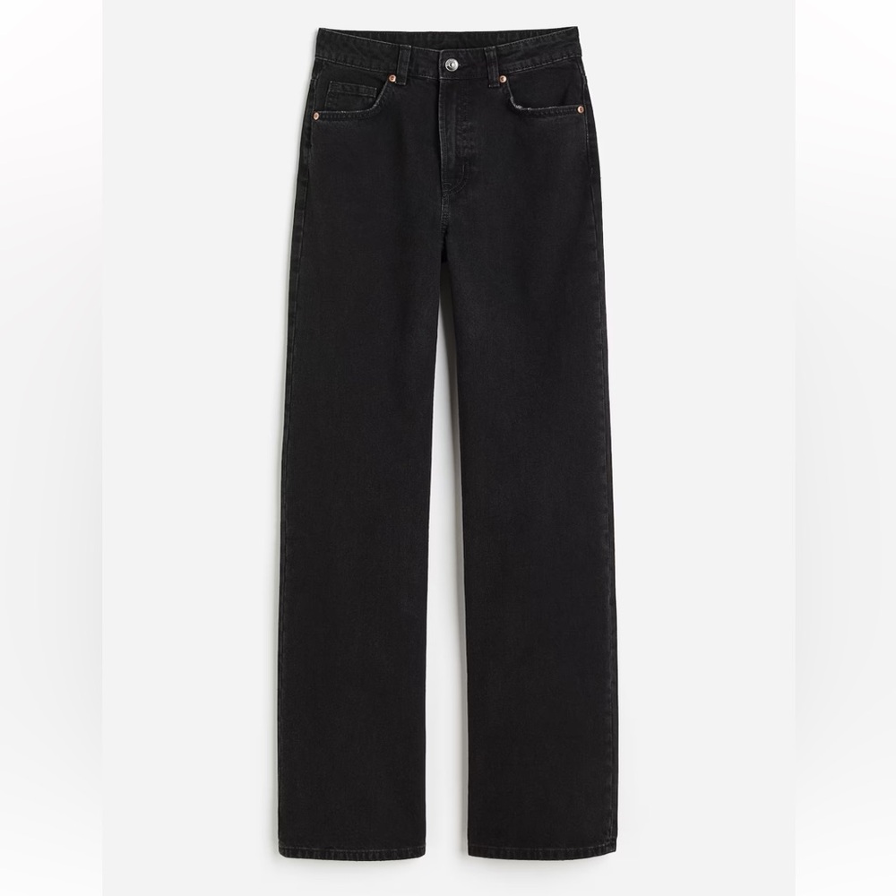 H&M Black High Rise Wide Leg Jeans